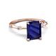 5 - Nuria 2.61 ctw Emerald Shape Created Blue Sapphire (9X7 mm) accented Natural Diamonds Engagement Ring 