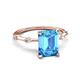 5 - Nuria 2.11 ctw Emerald Shape Blue Topaz (9X7 mm) accented Natural Diamonds Engagement Ring 