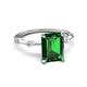 5 - Nuria 2.01 ctw Emerald Shaped Created Emerald (9X7 mm) accented Natural Diamonds Engagement Ring 