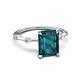 5 - Nuria 3.11 ctw Emerald Shape London Blue Topaz (9X7 mm) accented Natural Diamonds Engagement Ring 