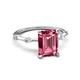 5 - Nuria 2.96 ctw Emerald Shape Pink Tourmaline (9X7 mm) accented Natural Diamonds Engagement Ring 