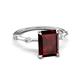 5 - Nuria 3.11 ctw Emerald Shape Red Garnet (9X7 mm) accented Natural Diamonds Engagement Ring 