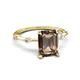 5 - Nuria 2.11 ctw Emerald Shape Smoky Quartz (9X7 mm) accented Natural Diamonds Engagement Ring 