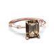 5 - Nuria 2.11 ctw Emerald Shape Smoky Quartz (9X7 mm) accented Natural Diamonds Engagement Ring 
