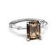 5 - Nuria 2.11 ctw Emerald Shape Smoky Quartz (9X7 mm) accented Natural Diamonds Engagement Ring 