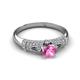 7 - Shirlyn 1.52 ctw Classic Pink Sapphire Accented Lab Grown Diamonds Solitaire Plus Engagement Ring 