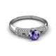 7 - Shirlyn 1.37 ctw Classic Iolite Accented Lab Grown Diamonds Solitaire Plus Engagement Ring 