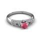 7 - Shirlyn 1.57 ctw Classic Rhodolite Garnet Accented Lab Grown Diamonds Solitaire Plus Engagement Ring 