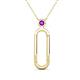 1 - Fahari Amethyst Accent Paperclip Charm Holder Pendant Necklace 