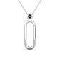 1 - Fahari Black Diamond Accent Paperclip Charm Holder Pendant Necklace 