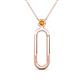 1 - Fahari Citrine Accent Paperclip Charm Holder Pendant Necklace 