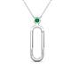 1 - Fahari Emerald Accent Paperclip Charm Holder Pendant Necklace 