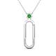 1 - Fahari Green Garnet Accent Paperclip Charm Holder Pendant Necklace 