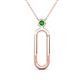 1 - Fahari Green Garnet Accent Paperclip Charm Holder Pendant Necklace 