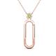 1 - Fahari Peridot Accent Paperclip Charm Holder Pendant Necklace 