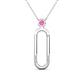 1 - Fahari Pink Sapphire Accent Paperclip Charm Holder Pendant Necklace 
