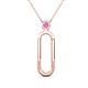 1 - Fahari Pink Sapphire Accent Paperclip Charm Holder Pendant Necklace 