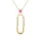 1 - Fahari Pink Sapphire Accent Paperclip Charm Holder Pendant Necklace 