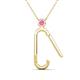 2 - Fahari Pink Sapphire Accent Paperclip Charm Holder Pendant Necklace 