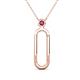 1 - Fahari Pink Tourmaline Accent Paperclip Charm Holder Pendant Necklace 