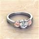3 - Quyen 2.06 ctw (7.00 mm) Round Moissanite and Morganite Three Stone Engagement Ring 
