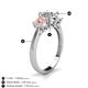 5 - Quyen 2.06 ctw (7.00 mm) Round Moissanite and Morganite Three Stone Engagement Ring 