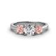 1 - Quyen 1.96 ctw (6.50 mm) Round Moissanite and Morganite Three Stone Engagement Ring 