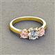 3 - Quyen 1.96 ctw (6.50 mm) Round Moissanite and Morganite Three Stone Engagement Ring 