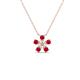 1 - Bloom Ruby and Lab Grown Diamonds Petite Women Flower Pendant Necklace 