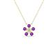1 - Bloom Amethyst and Natural Diamonds Petite Women Flower Pendant Necklace 