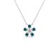 1 - Bloom Blue Diamonds and Natural Diamonds Petite Women Flower Pendant Necklace 