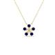 1 - Bloom Blue Sapphire and Natural Diamonds Petite Women Flower Pendant Necklace 