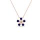 1 - Bloom Blue Sapphire and Natural Diamonds Petite Women Flower Pendant Necklace 