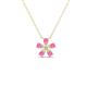 1 - Bloom Pink Sapphire and Natural Diamonds Petite Women Flower Pendant Necklace 