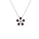 1 - Bloom Red Garnet and Natural Diamonds Petite Women Flower Pendant Necklace 