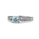 1 - Dzeni Aquamarine and Diamond Three Stone with Side Diamond Ring  