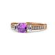 1 - Dzeni Amethyst and Diamond Three Stone with Side Diamond Ring  
