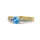 1 - Dzeni Blue Topaz and Diamond Three Stone with Side Diamond Ring  