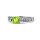 1 - Dzeni Peridot and Diamond Three Stone with Side Diamond Ring  