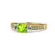 1 - Dzeni Peridot and Diamond Three Stone with Side Diamond Ring  