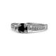1 - Dzeni Black and White Diamond Three Stone with Side Diamond Ring  