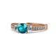 1 - Dzeni London Blue Topaz and Diamond Three Stone with Side Diamond Ring  