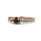1 - Dzeni Smoky Quartz and Diamond Three Stone with Side Diamond Ring  