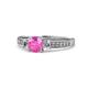 1 - Dzeni Pink Sapphire and Lab Grown Diamond Three Stone with Side Lab Grown Diamond Ring  