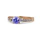 1 - Dzeni Tanzanite and Lab Grown Diamond Three Stone with Side Lab Grown Diamond Ring  