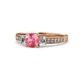 1 - Dzeni Pink Tourmaline and Lab Grown Diamond Three Stone with Side Lab Grown Diamond Ring  