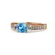 1 - Dzeni Blue Topaz and Lab Grown Diamond Three Stone with Side Lab Grown Diamond Ring  