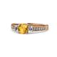 1 - Dzeni Citrine and Lab Grown Diamond Three Stone with Side Lab Grown Diamond Ring  