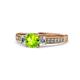 1 - Dzeni Peridot and Lab Grown Diamond Three Stone with Side Lab Grown Diamond Ring  