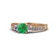1 - Dzeni Emerald and Lab Grown Diamond Three Stone with Side Lab Grown Diamond Ring  